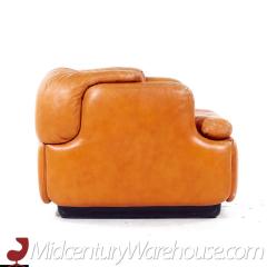 Alberto Rosselli Alberto Rosselli for Saporiti Confidential Leather Lounge Chairs Pair - 3683937