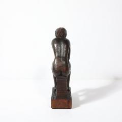 Aldo Calo Mid Century Hand Carved Seated Female Nude Sculpture in Walnut signed Aldo Calo - 4038283