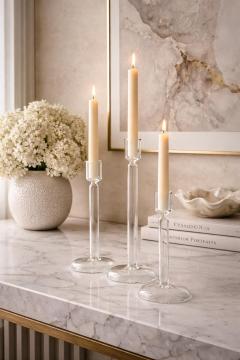 Aldo Cibic Set of 3 Italian Mouth Blown Glass Candle Holders by Aldo Cibic for Paola Coin - 4580762