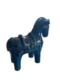 Aldo Londi 1960s Blue hors ceramic sculpture by Aldo Londi - 4624248