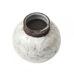 Aldo Londi Aldo Londi Bitossi Ball Vase Ceramic White Brown Signed - 4402159