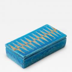 Aldo Londi Aldo Londi Bitossi Box Ceramic Blue Gold Geometric Signed - 4553328