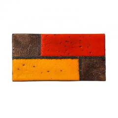 Aldo Londi Aldo Londi Bitossi Box Ceramic Mondrian Abstract Red Yellow Signed - 3897013