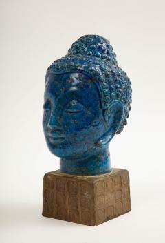 Aldo Londi Aldo Londi Bitossi Buddha Bust Ceramic Blue Gold Rosenthal Netter Signed - 2938072