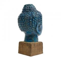 Aldo Londi Aldo Londi Bitossi Buddha Bust Ceramic Blue Gold Rosenthal Netter Signed - 2938076