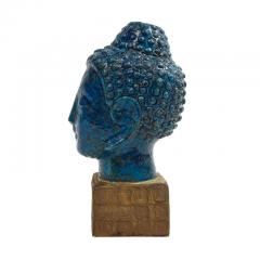 Aldo Londi Aldo Londi Bitossi Buddha Bust Ceramic Blue Gold Rosenthal Netter Signed - 2938079