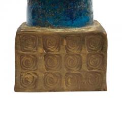 Aldo Londi Aldo Londi Bitossi Buddha Bust Ceramic Blue Gold Rosenthal Netter Signed - 2938082