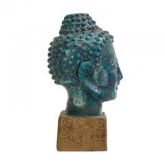 Aldo Londi Aldo Londi Bitossi Buddha Bust Ceramic Blue Gold Rosenthal Netter Signed - 3670616