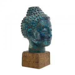 Aldo Londi Aldo Londi Bitossi Buddha Bust Ceramic Blue Gold Rosenthal Netter Signed - 3670621