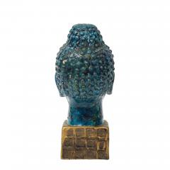 Aldo Londi Aldo Londi Bitossi Buddha Head Sculpture Cinese Blue Gold Ceramic Italy 1960s - 4819308