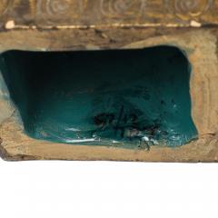 Aldo Londi Aldo Londi Bitossi Buddha Head Sculpture Cinese Blue Gold Ceramic Italy 1960s - 4819311