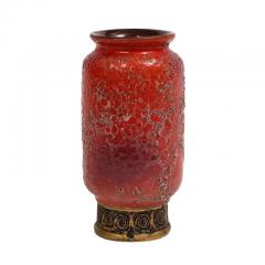 Aldo Londi Aldo Londi Bitossi Cinese Vase Ceramic Orange Red Gold Signed - 3723156