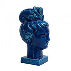 Aldo Londi Aldo Londi Bitossi Kwan Yin Ceramic Blue Buddha Bust - 3535712