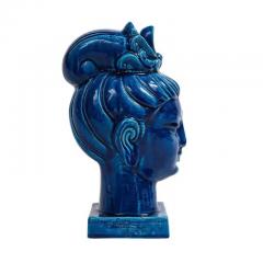 Aldo Londi Aldo Londi Bitossi Kwan Yin Ceramic Blue Buddha Bust - 3535713