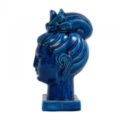 Aldo Londi Aldo Londi Bitossi Kwan Yin Ceramic Blue Buddha Bust - 3535719