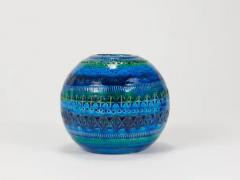 Aldo Londi Aldo Londi Bitossi Rimini Blue Glazed Mid Century Ceramic Ball Vase Italy 1950 - 4078915