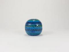 Aldo Londi Aldo Londi Bitossi Rimini Blue Glazed Mid Century Ceramic Ball Vase Italy 1950 - 4078916