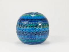 Aldo Londi Aldo Londi Bitossi Rimini Blue Glazed Mid Century Ceramic Ball Vase Italy 1950 - 4078917