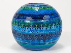 Aldo Londi Aldo Londi Bitossi Rimini Blue Glazed Mid Century Ceramic Ball Vase Italy 1950 - 4078918