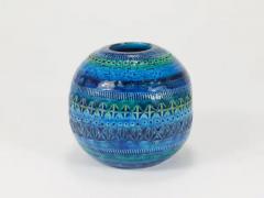 Aldo Londi Aldo Londi Bitossi Rimini Blue Glazed Mid Century Ceramic Ball Vase Italy 1950 - 4078934