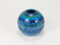 Aldo Londi Aldo Londi Bitossi Rimini Blue Glazed Mid Century Ceramic Ball Vase Italy 1950 - 4078935
