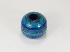 Aldo Londi Aldo Londi Bitossi Rimini Blue Glazed Mid Century Ceramic Ball Vase Italy 1950 - 4078936