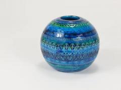 Aldo Londi Aldo Londi Bitossi Rimini Blue Glazed Mid Century Ceramic Ball Vase Italy 1950 - 4078939
