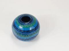 Aldo Londi Aldo Londi Bitossi Rimini Blue Glazed Mid Century Ceramic Ball Vase Italy 1950 - 4078942