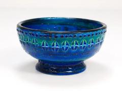 Aldo Londi Aldo Londi Bitossi Rimini Blue Glazed Midcentury Candle Holder Bowl 1950s - 4066405