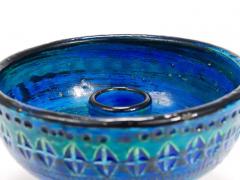 Aldo Londi Aldo Londi Bitossi Rimini Blue Glazed Midcentury Candle Holder Bowl 1950s - 4066489