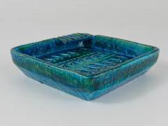 Aldo Londi Aldo Londi Bitossi Rimini Blue Glazed Square Midcentury Ashtray Italy 1950s - 4055324