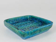 Aldo Londi Aldo Londi Bitossi Rimini Blue Glazed Square Midcentury Ashtray Italy 1950s - 4055331