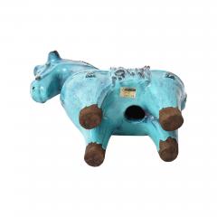 Aldo Londi Aldo Londi Bitossi Rosenthal Netter Horse Ceramic Cyan Blue Signed - 4432828