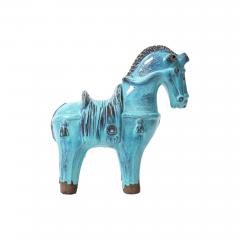 Aldo Londi Aldo Londi Bitossi Rosenthal Netter Horse Ceramic Cyan Blue Signed - 4432830