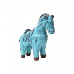 Aldo Londi Aldo Londi Bitossi Rosenthal Netter Horse Ceramic Cyan Blue Signed - 4432852