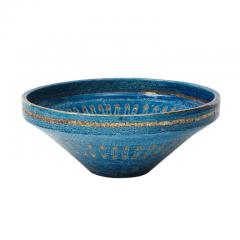 Aldo Londi Aldo Londi Bitossi Safety Pin Bowl Ceramic Blue Gold Signed - 3909439