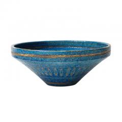 Aldo Londi Aldo Londi Bitossi Safety Pin Bowl Ceramic Blue Gold Signed - 3909440