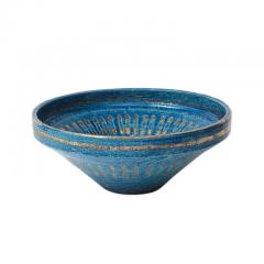 Aldo Londi Aldo Londi Bitossi Safety Pin Bowl Ceramic Blue Gold Signed - 3909443