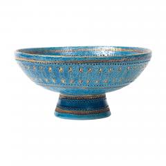 Aldo Londi Aldo Londi Bitossi Safety Pin Bowl Ceramic Blue Gold Signed - 4432769