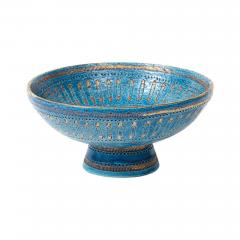 Aldo Londi Aldo Londi Bitossi Safety Pin Bowl Ceramic Blue Gold Signed - 4432773