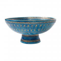 Aldo Londi Aldo Londi Bitossi Safety Pin Bowl Ceramic Blue Gold Signed - 4432774