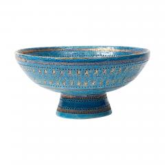 Aldo Londi Aldo Londi Bitossi Safety Pin Bowl Ceramic Blue Gold Signed - 4432777