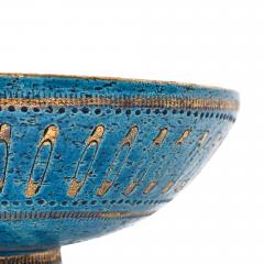 Aldo Londi Aldo Londi Bitossi Safety Pin Bowl Ceramic Blue Gold Signed - 4432783