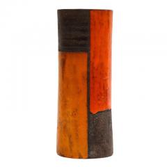 Aldo Londi Aldo Londi Bitossi Vase Ceramic Mondrian Yellow Orange Brown Signed - 2938088