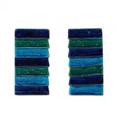 Aldo Londi Aldo Londi Bitossi for Raymor Cordova Bookends Ceramic Blue Green Signed - 3896950