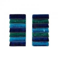 Aldo Londi Aldo Londi Bitossi for Raymor Cordova Bookends Ceramic Blue Green Signed - 3896952