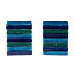 Aldo Londi Aldo Londi Bitossi for Raymor Cordova Bookends Ceramic Blue Green Signed - 3896954