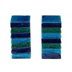 Aldo Londi Aldo Londi Bitossi for Raymor Cordova Bookends Ceramic Blue Green Signed - 3896956