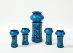 Aldo Londi Aldo Londi For Bitossi Vase With Four Matching Candle Holders - 2198251