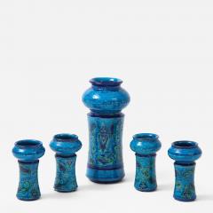 Aldo Londi Aldo Londi For Bitossi Vase With Four Matching Candle Holders - 2199998